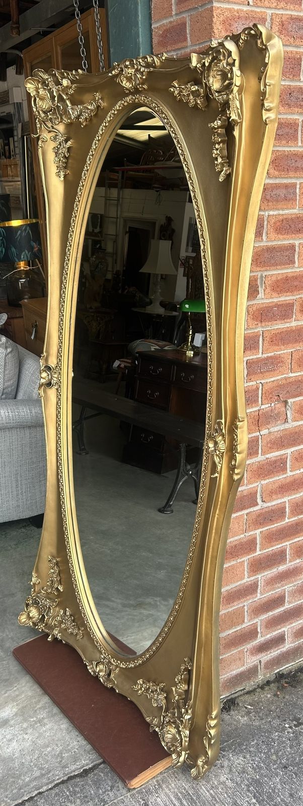 Vintage Laura Ashley Beth Gold Gilt Framed French Louis Floor Standing Mirror photo vinterior