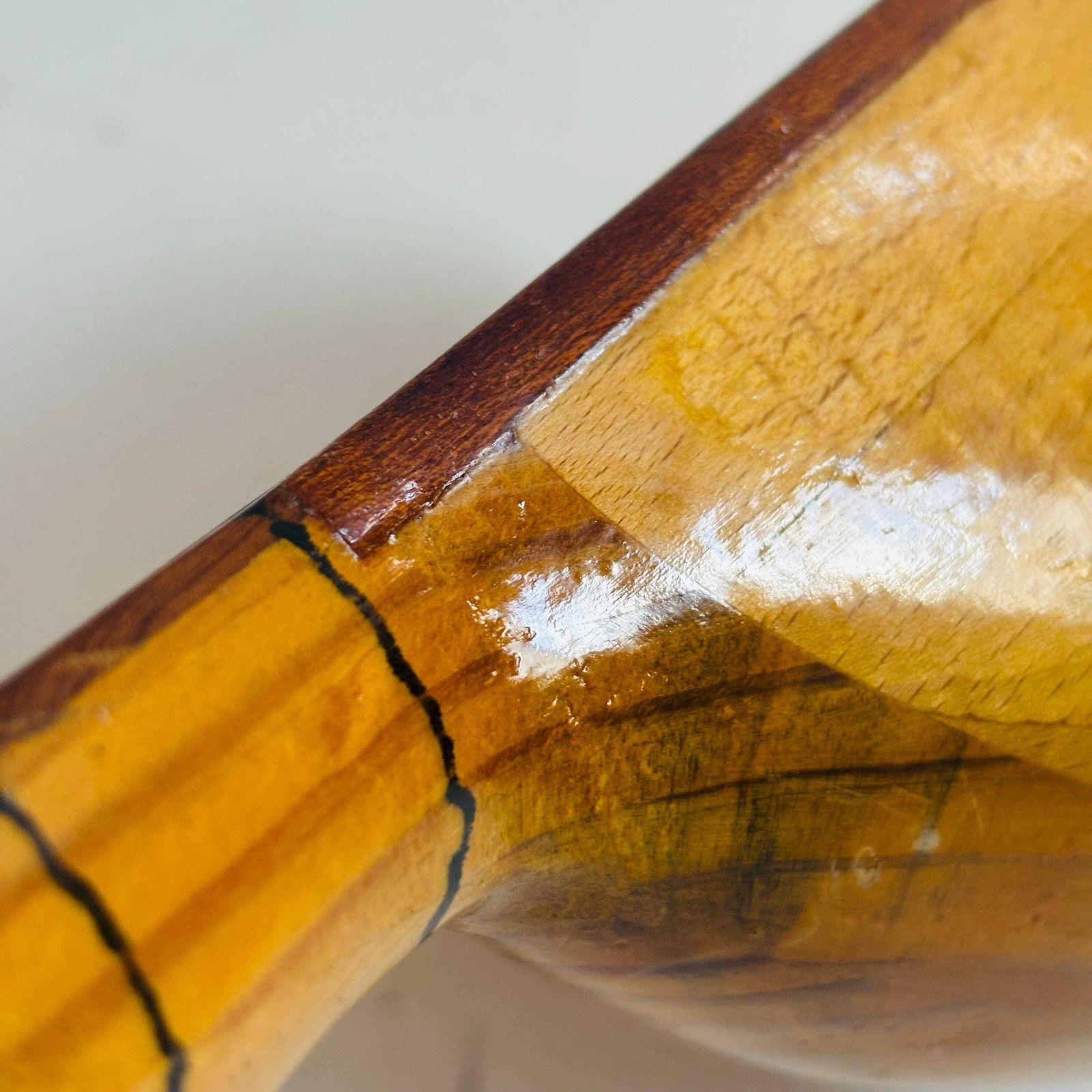 Mid-Century Collectible Turkse Cura Saz, Handgesneden, Met Geometrische Inleg, Decoratief Object, Restauratie Vereist. photo vintage