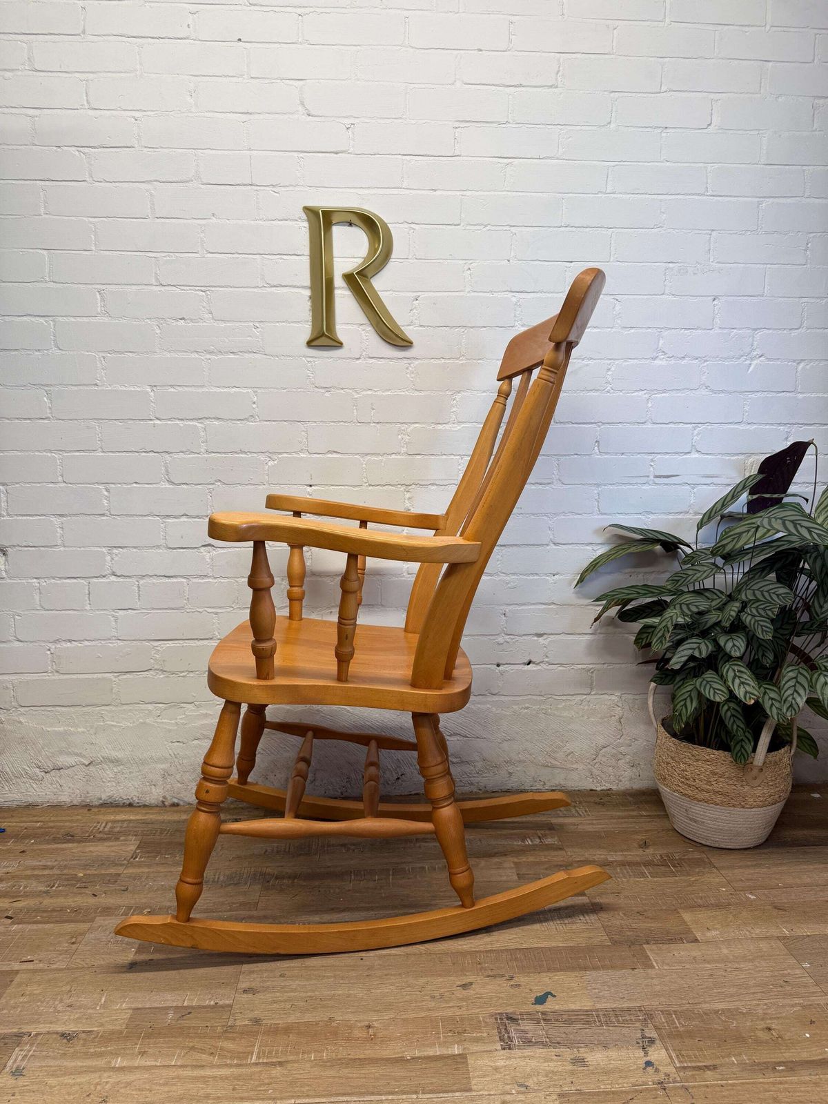 photo for sale Vintage Cpw Furniture Windsor Rocking Chair – Solid Beech – Made In England.