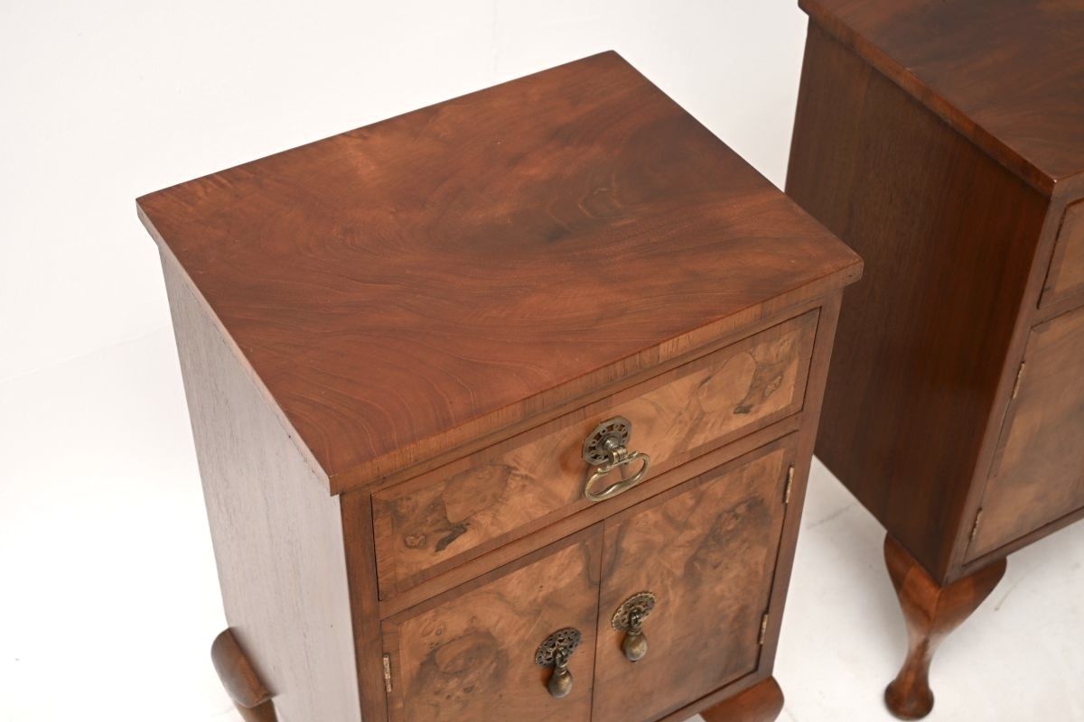 Pair Of Antique Burr Walnut Bedside Cabinets. photo Furniture