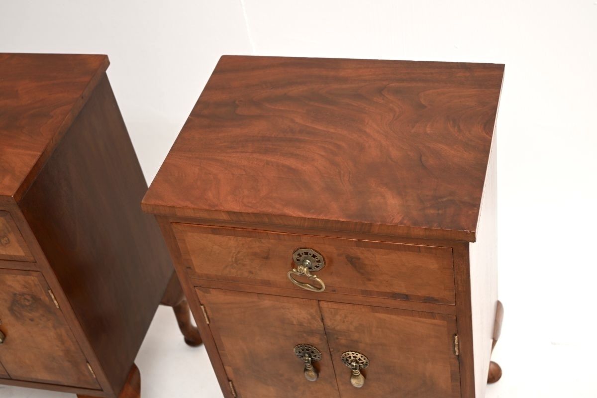 Pair Of Antique Burr Walnut Bedside Cabinets. photo 1495.0