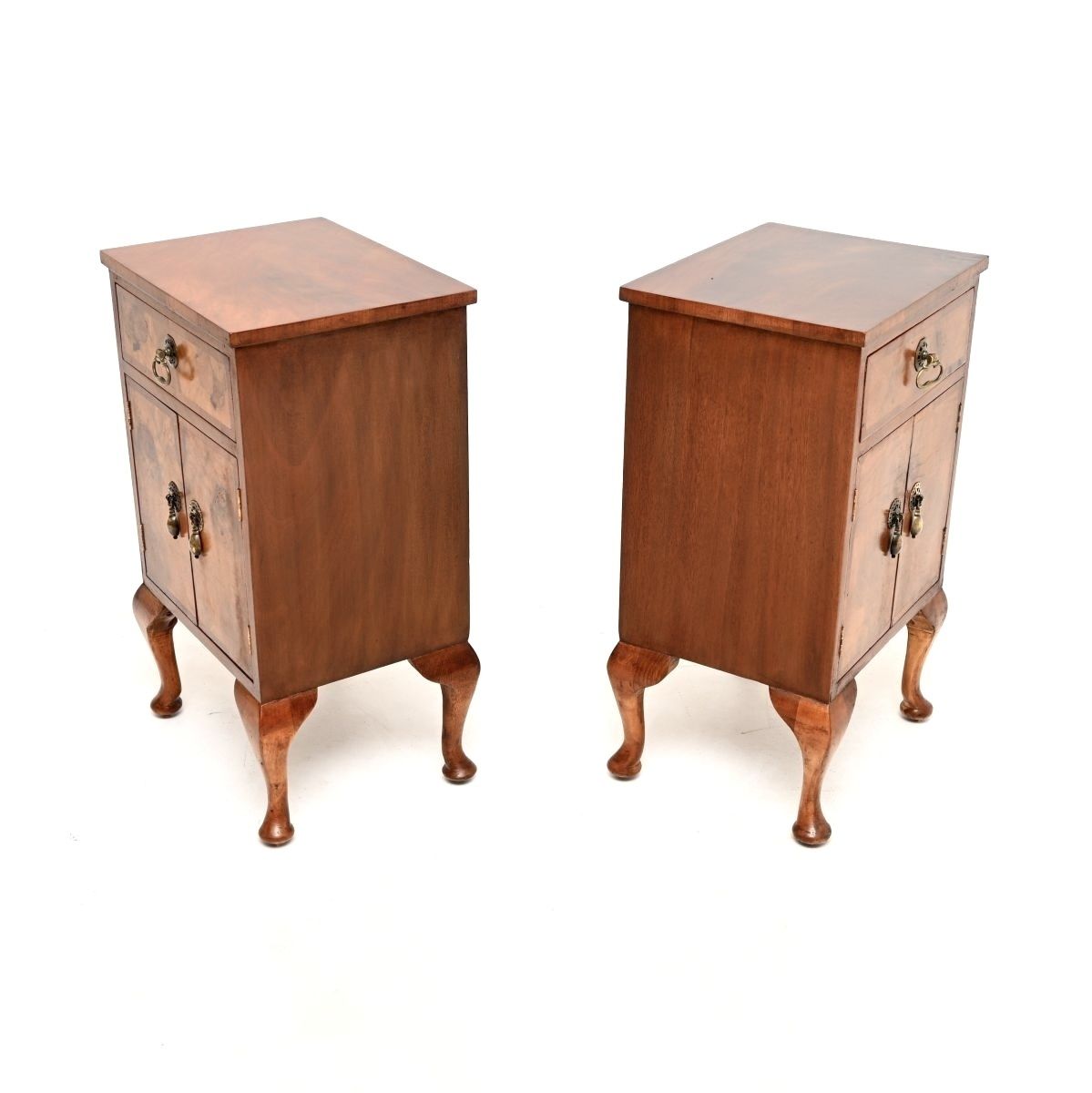 photo for sale Pair Of Antique Burr Walnut Bedside Cabinets.