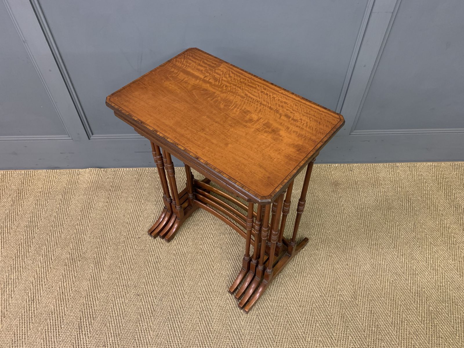 Inlaid Satinwood Nest Of 4 Tables photo vintage