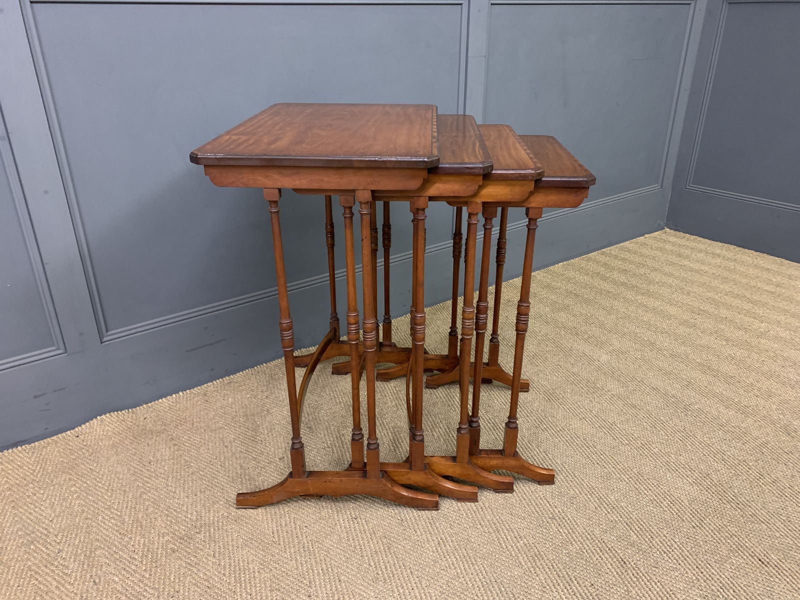 Furniture Inlaid Satinwood Nest Of 4 Tables photo