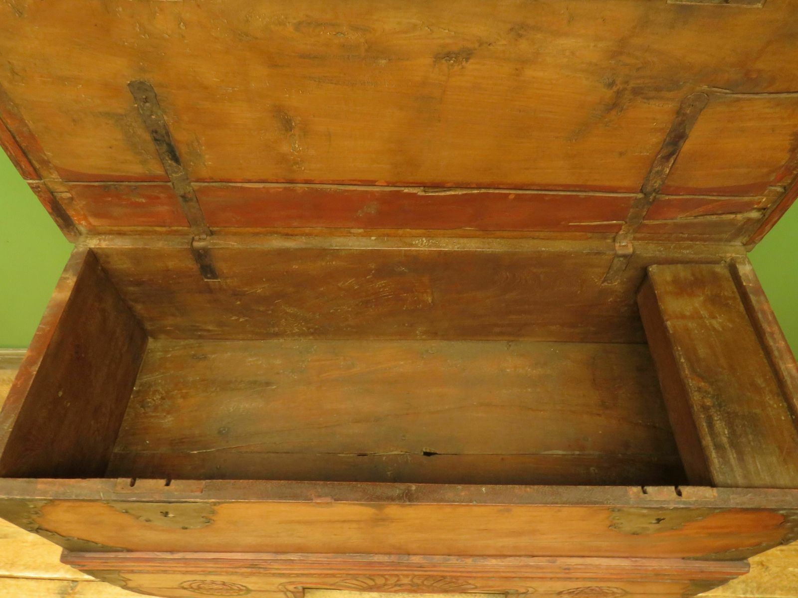Large Antique Indonesian Marriage Dowry Chest On Wheels photo for sale
