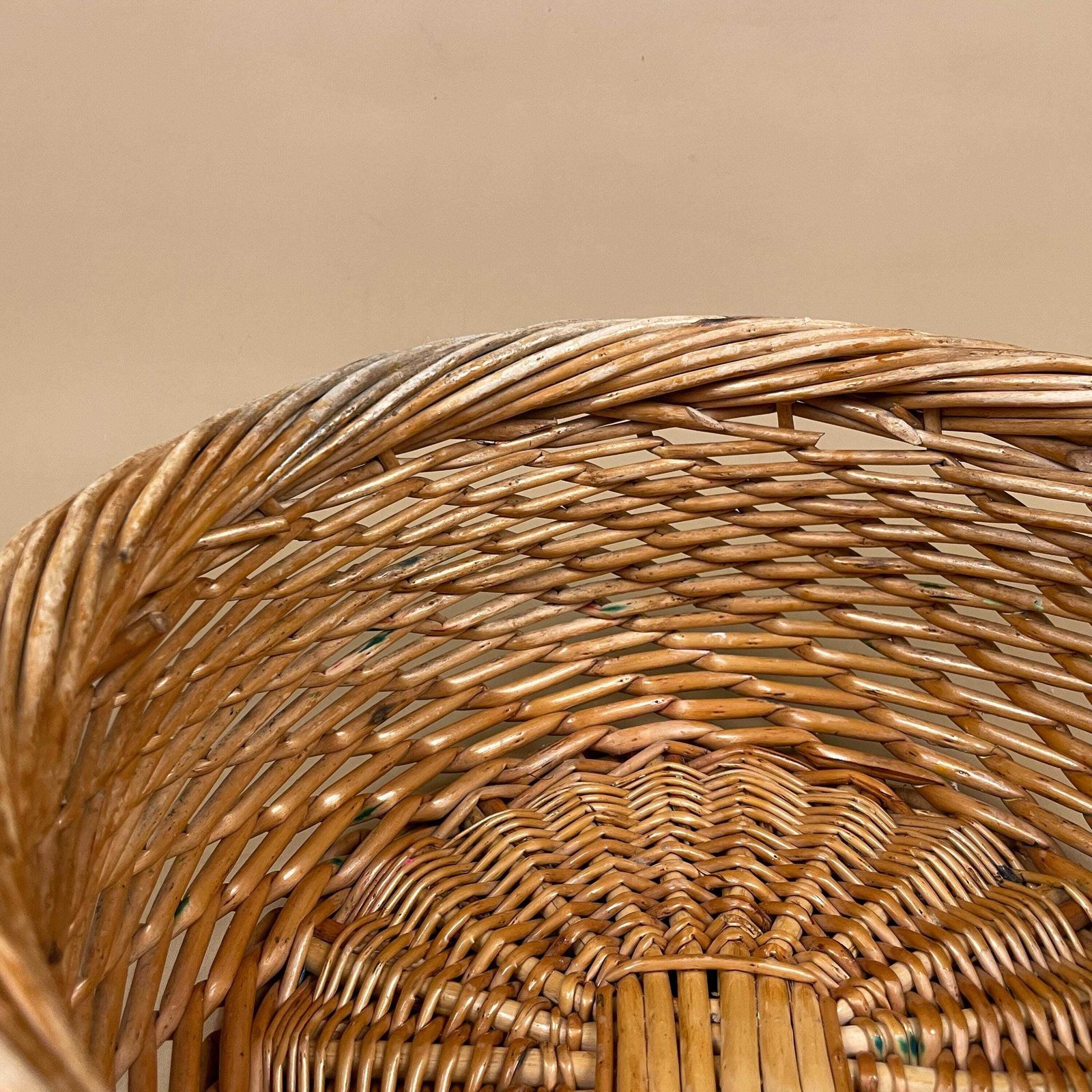 Vintage Wicker Blanket Basket Willow Storage Basket Rustic Farmhouse Decor photo buy