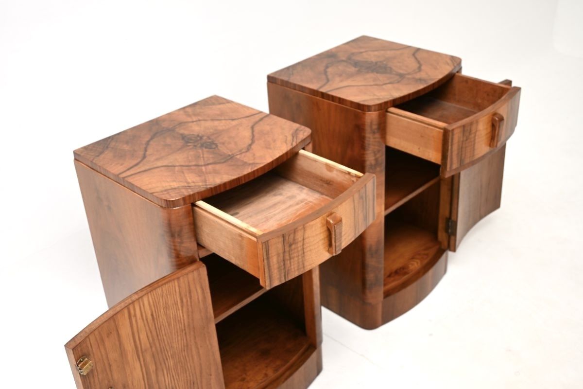Pair Of Art Deco Walnut Bedside Cabinets. photo vinterior