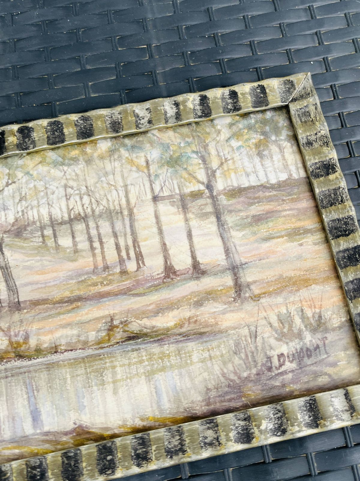 Belgische aquarel – Vijver in het bos bij Chevetogne, gesigneerd J. Dupont photo furniture