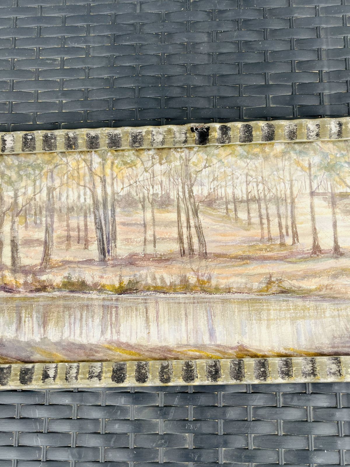 photo furniture Belgian Watercolour Pond In The Forest Near Chevetogne Signed J. Dupont