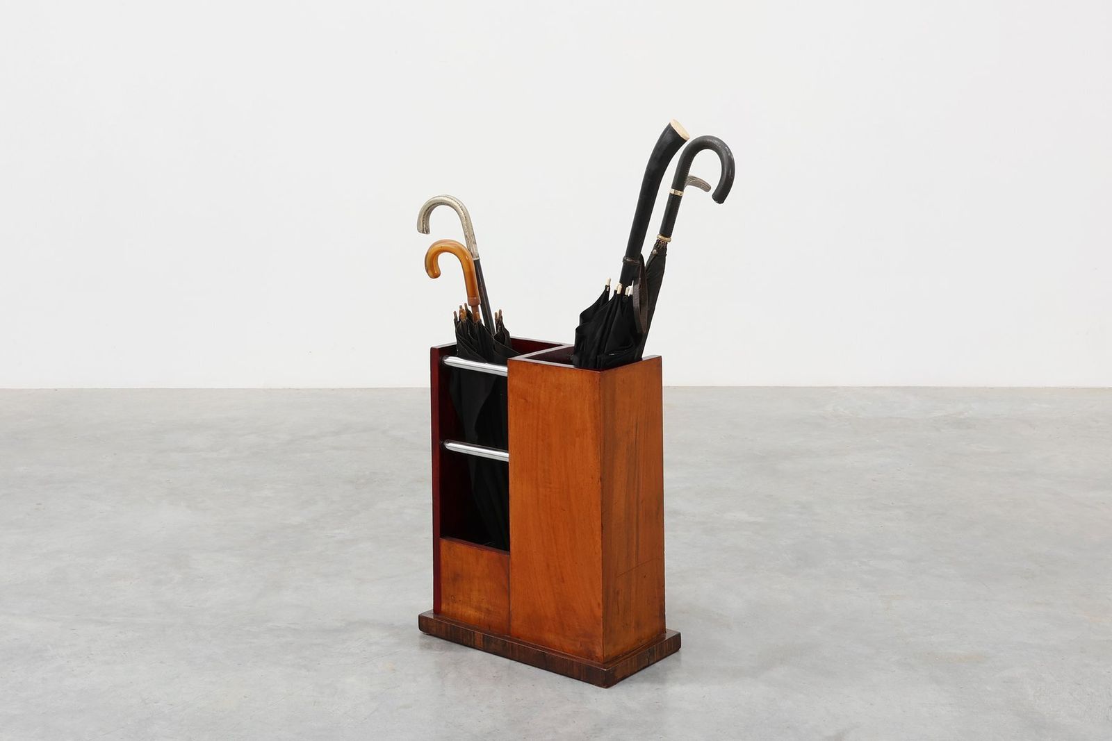 Art Deco Early Umbrella Stand In Wood And Metal, France, 1910s photo for sale