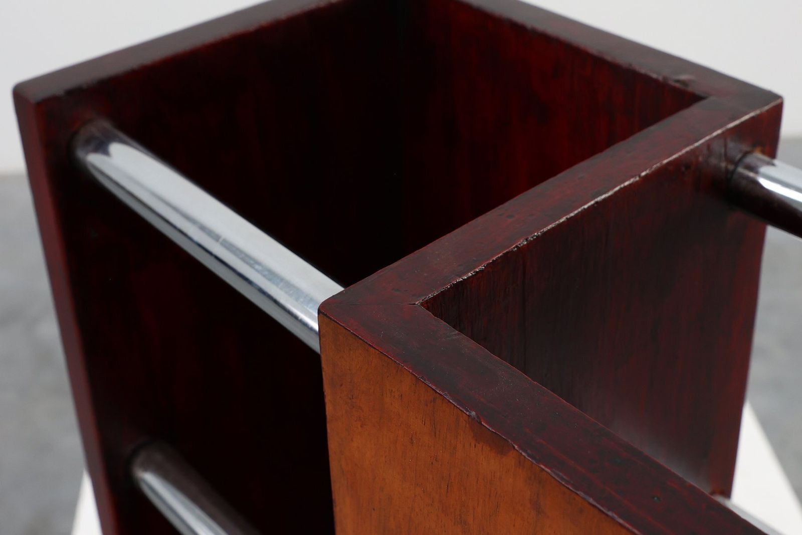 photo for sale Art Deco Early Umbrella Stand In Wood And Metal, France, 1910s