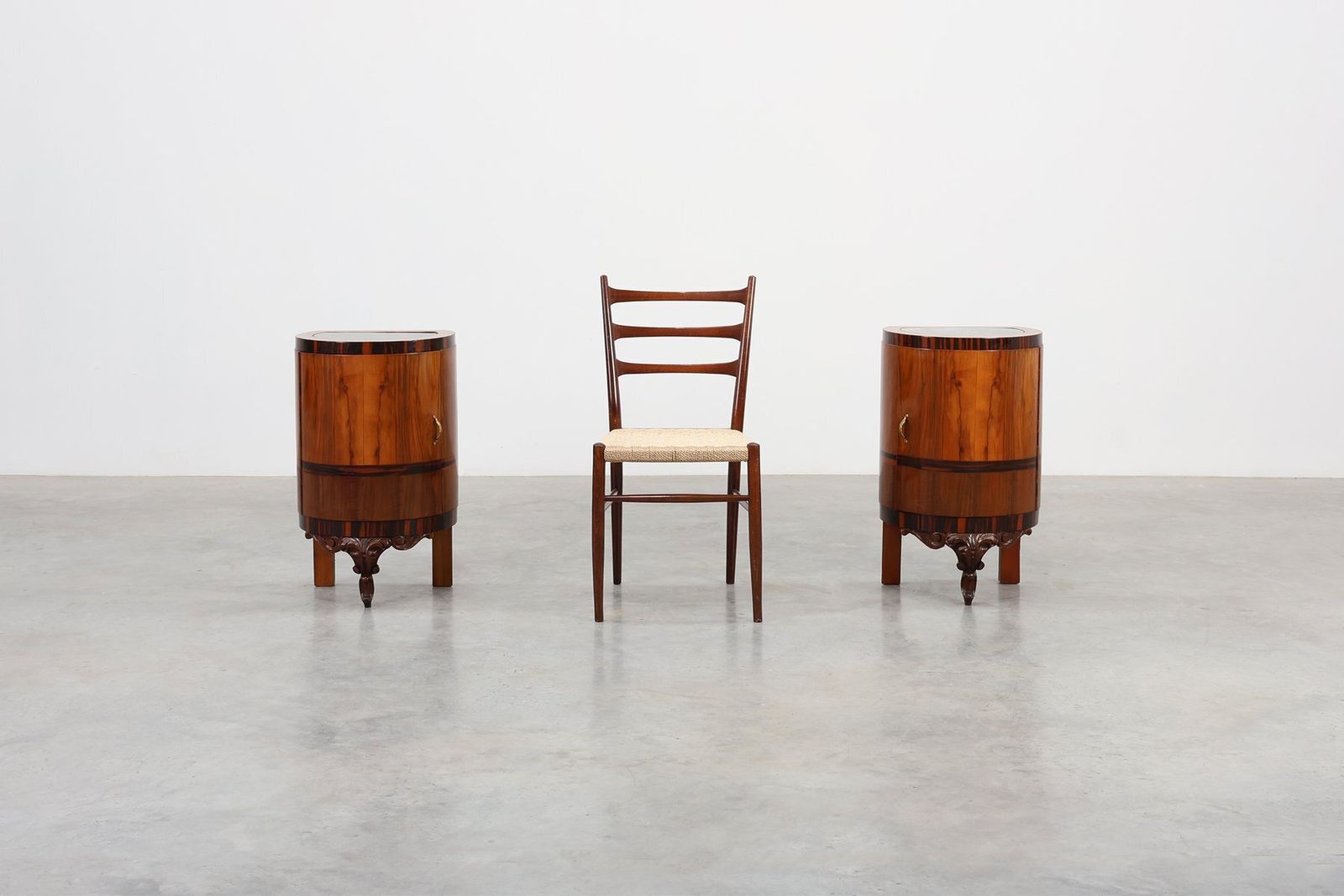 Art Deco Walnut And Marble Nightstands, Italy, 1920s, Set Of 2 photo furniture