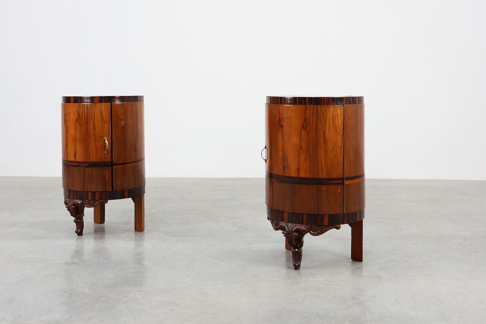 Art Deco Walnut And Marble Nightstands, Italy, 1920s, Set Of 2 photo Furniture