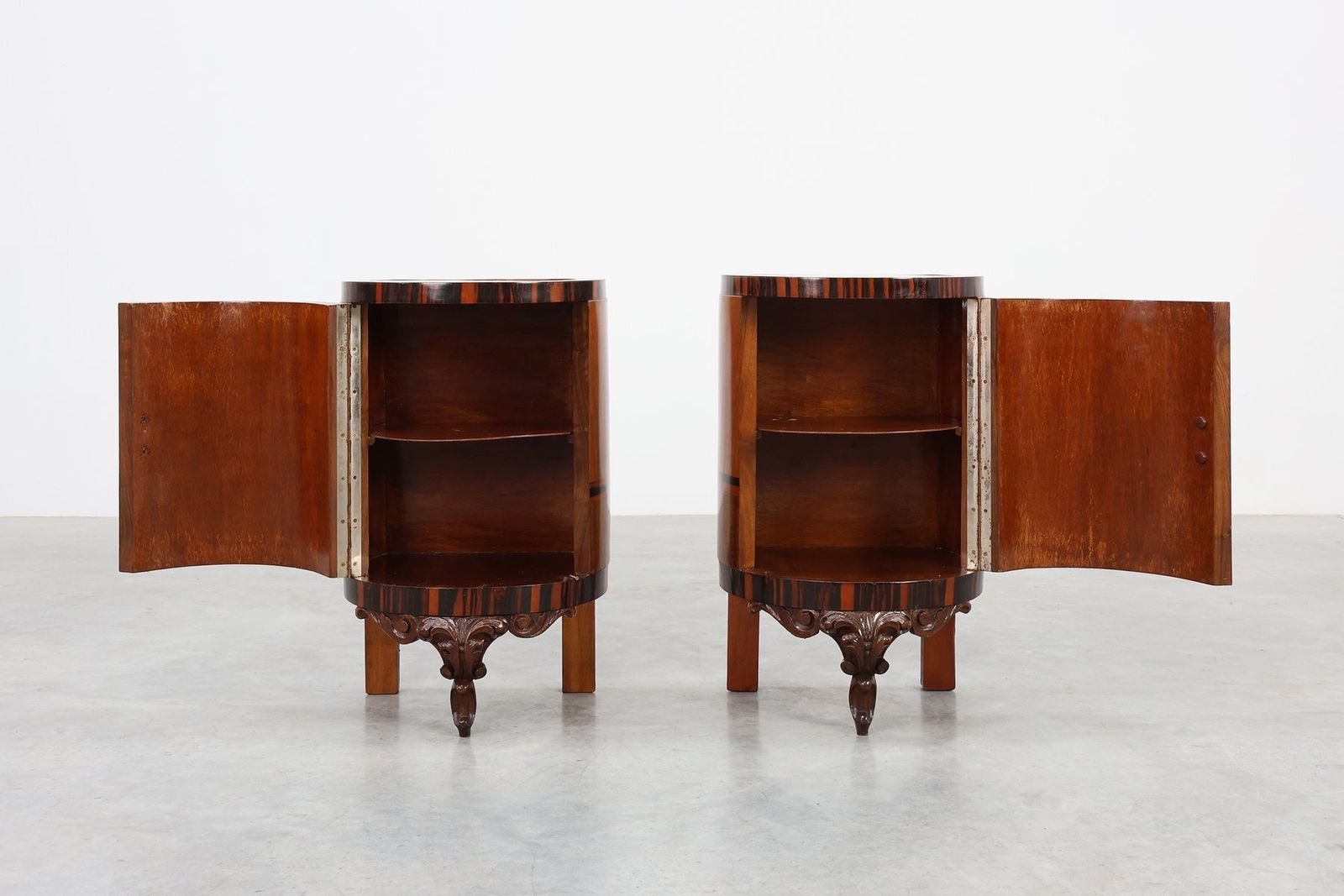 Art Deco Walnut And Marble Nightstands, Italy, 1920s, Set Of 2 photo 4515.0