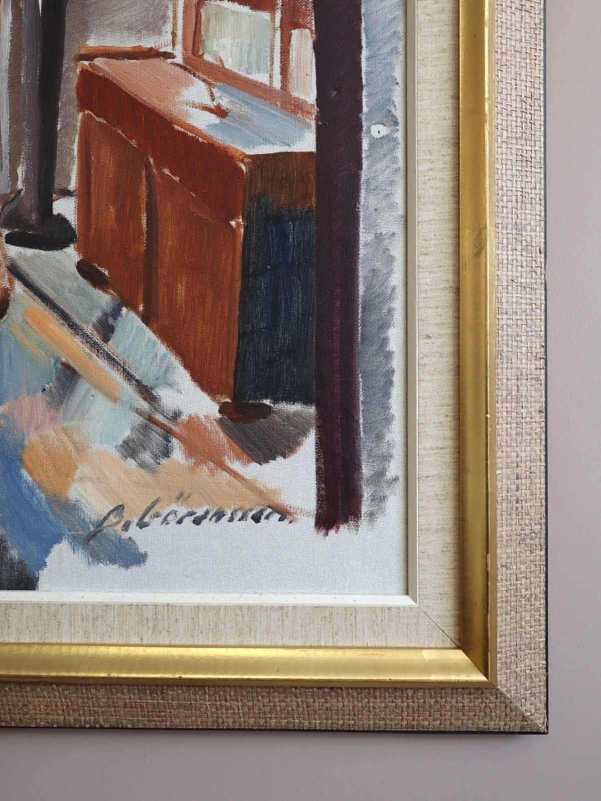 photo for sale Schilderij van een zonnige salon, midden 20e eeuw
