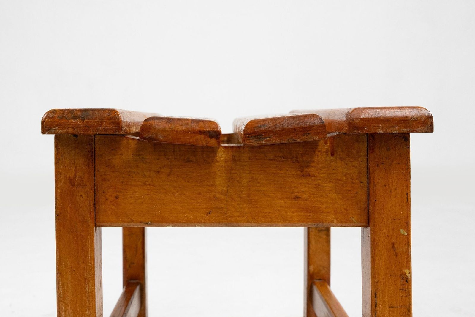 Industrial Brutalist Wooden Stool, Belgium, 1920s photo for sale