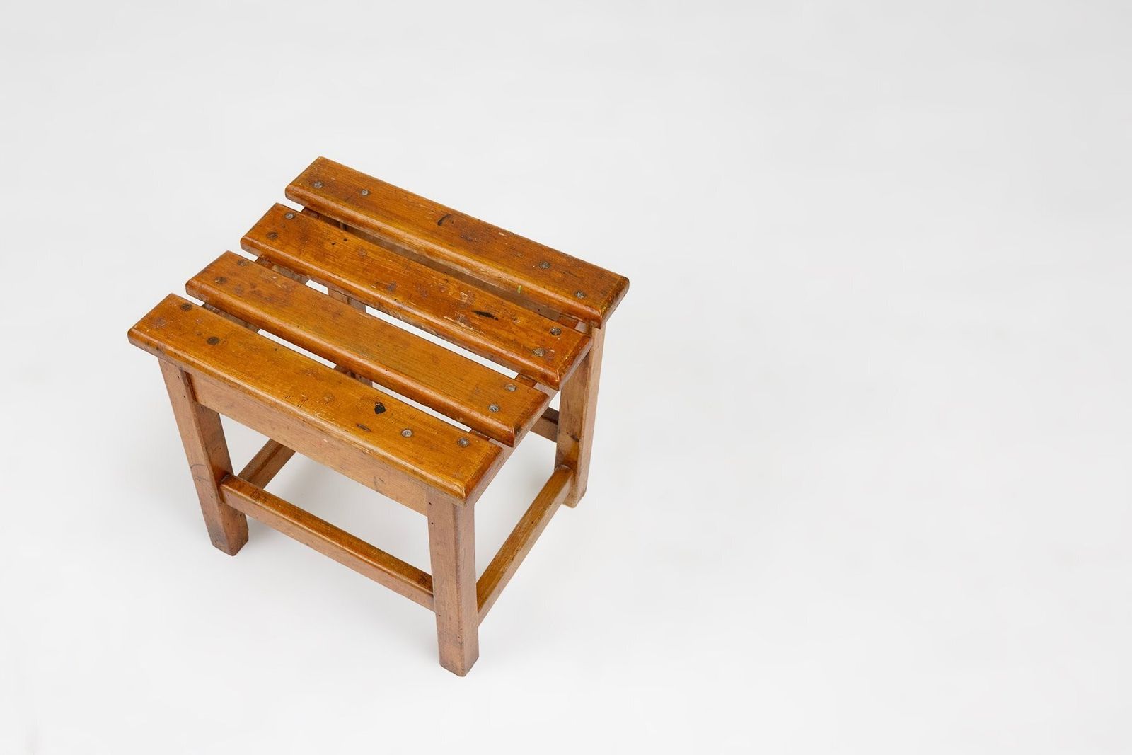 Industrial Brutalist Wooden Stool, Belgium, 1920s photo Furniture