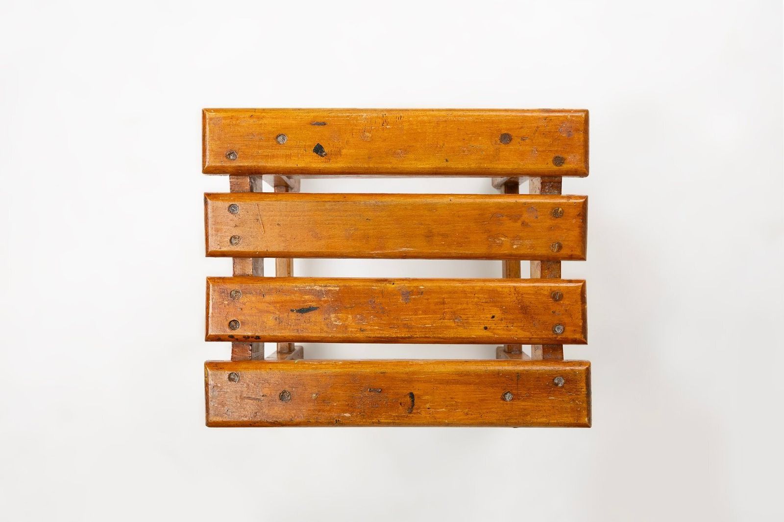 Industrial Brutalist Wooden Stool, Belgium, 1920s photo vinterior
