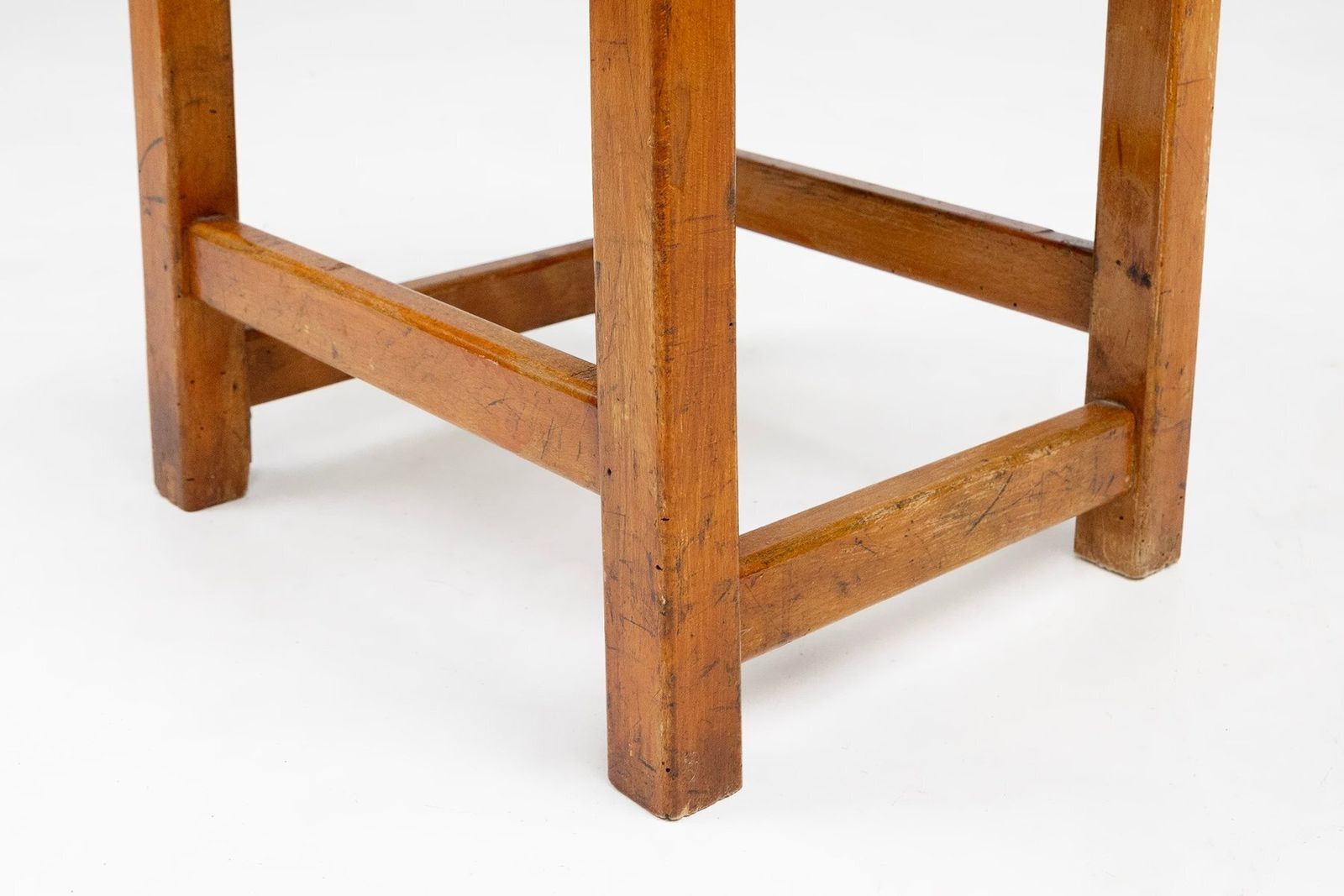 Industrial Brutalist Wooden Stool, Belgium, 1920s photo buy