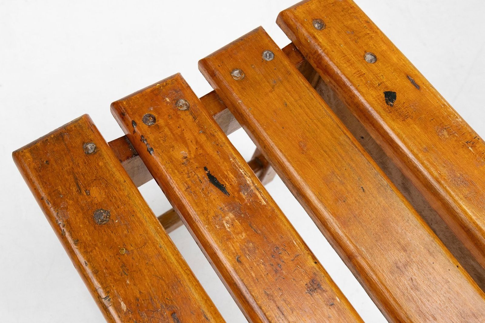 photo for sale Industrial Brutalist Wooden Stool, Belgium, 1920s