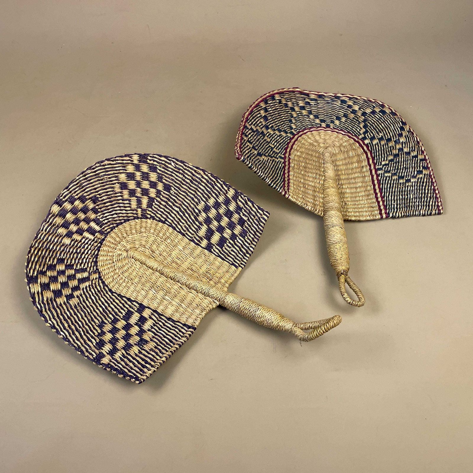 African Elephant Grass Fans Pair Handwoven Ghana Wall Decor Hand Fan Bolga photo furniture