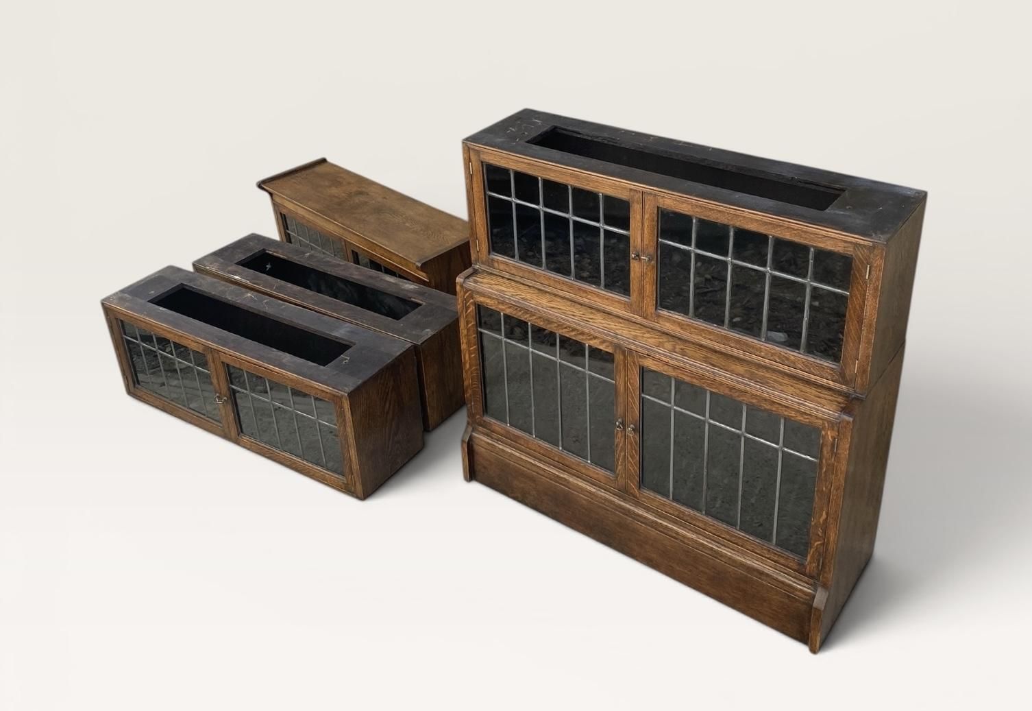 Oxford Oak Sectional Leaded Glass Bookcase C.1920. photo buy