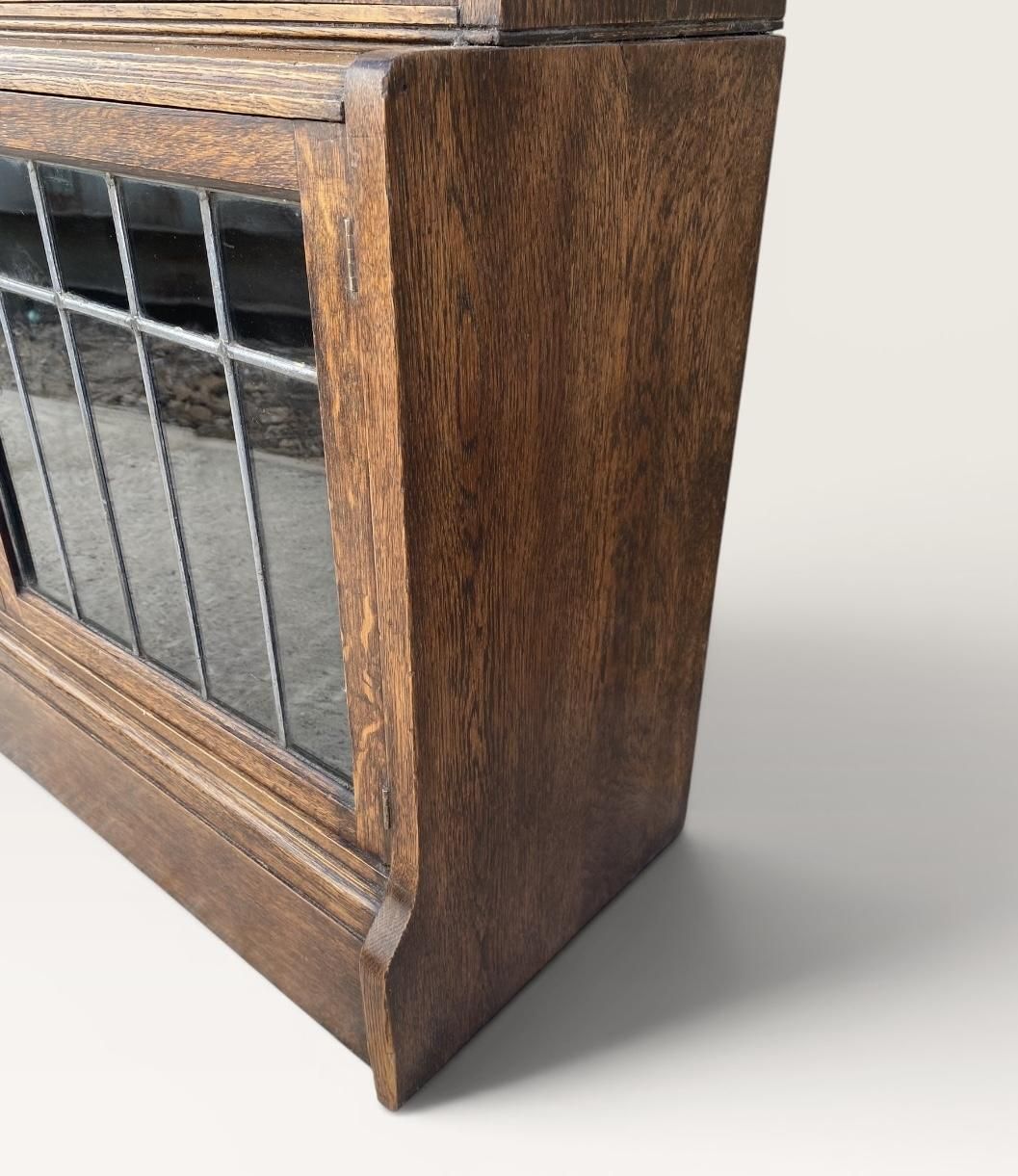 photo furniture Oxford Oak Sectional Leaded Glass Bookcase C.1920.