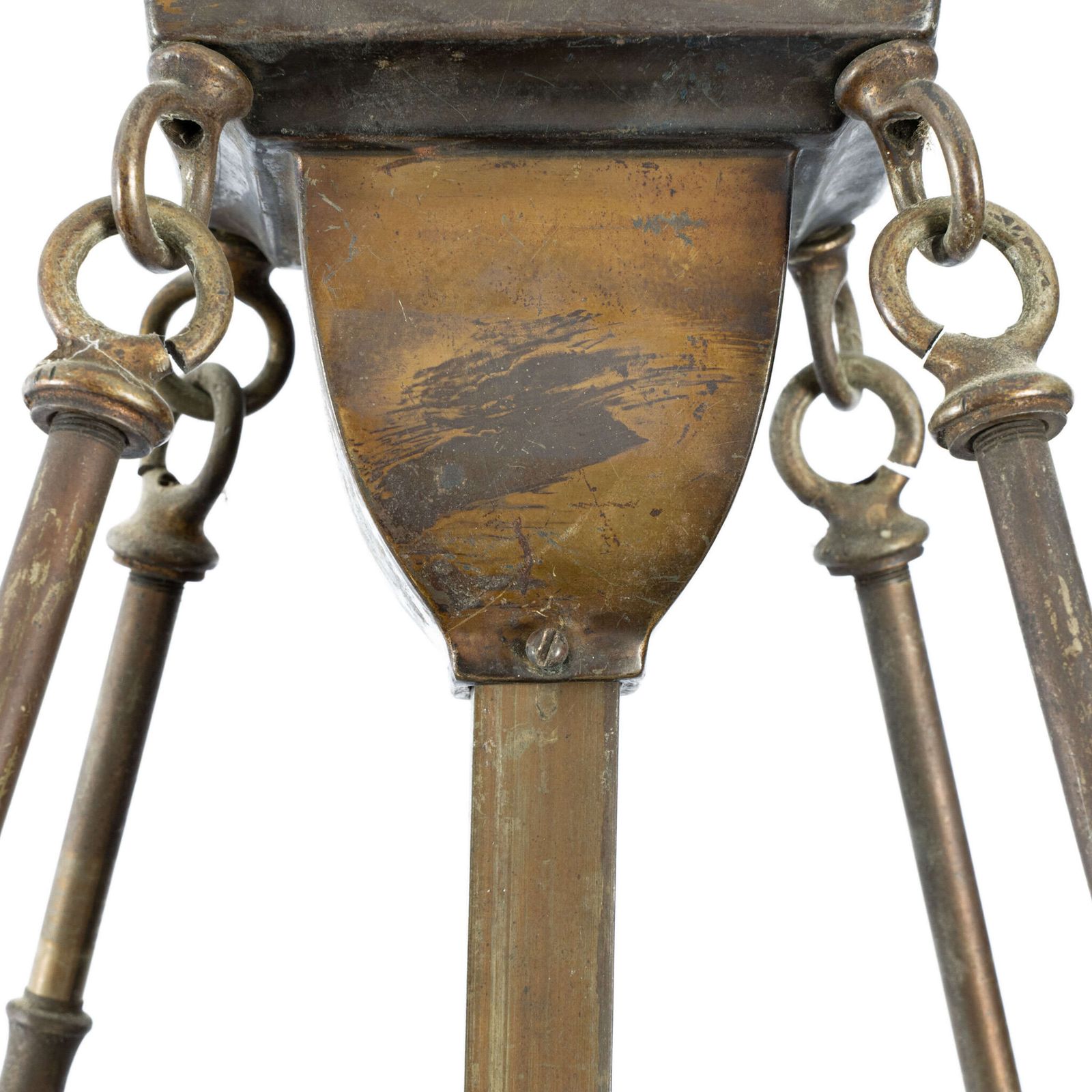 Large Pair Of English Copper And Brass Opaline Art Deco Ceiling Pendant Lights. photo 1829.0