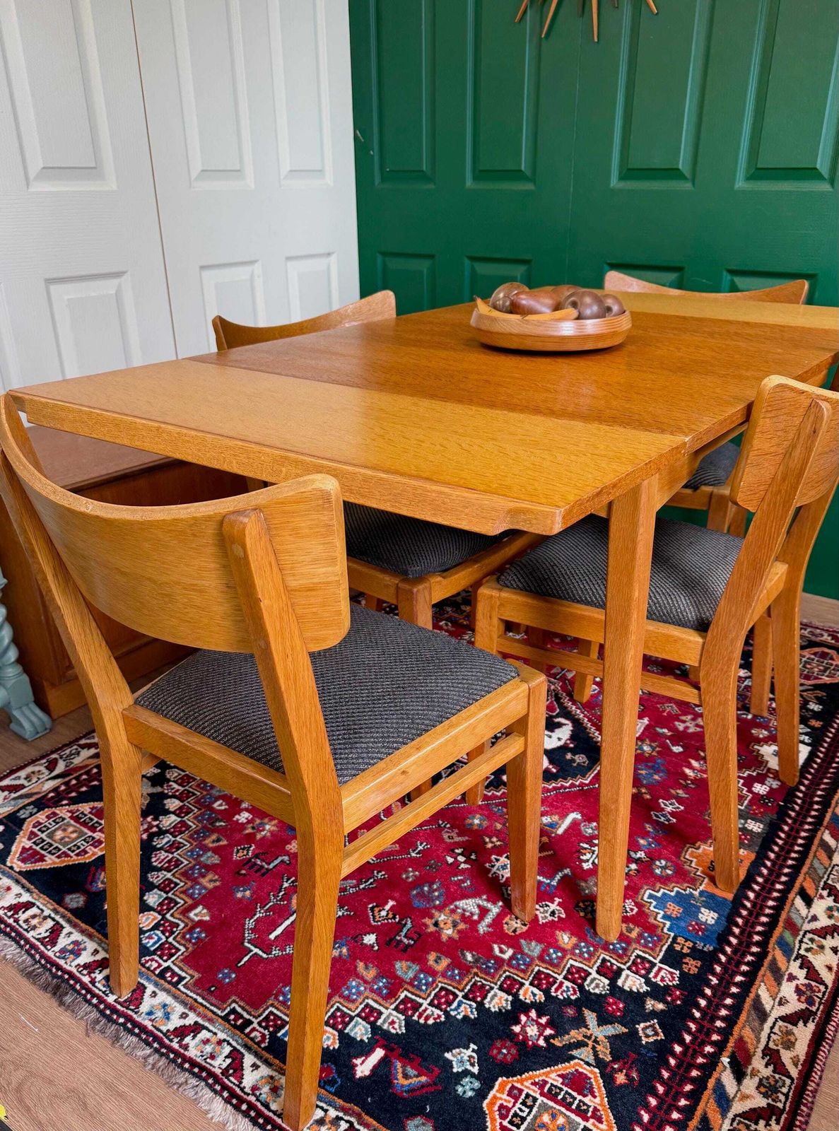 Mid Century Modern 1960s Oak G Plan E Gomme Brandon Extending Square To Rectangular Dining Table And Four Butterfly Chairs photo Furniture