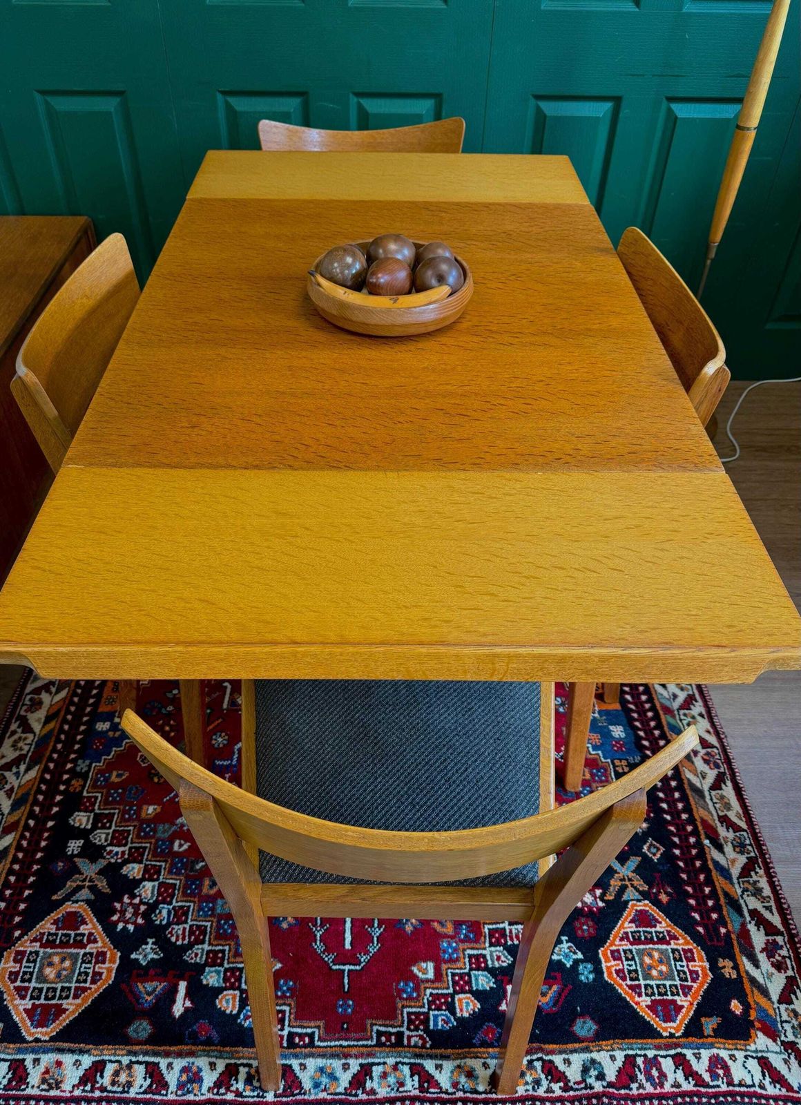 Mid Century Modern 1960s Oak G Plan E Gomme Brandon Extending Square To Rectangular Dining Table And Four Butterfly Chairs photo vintage