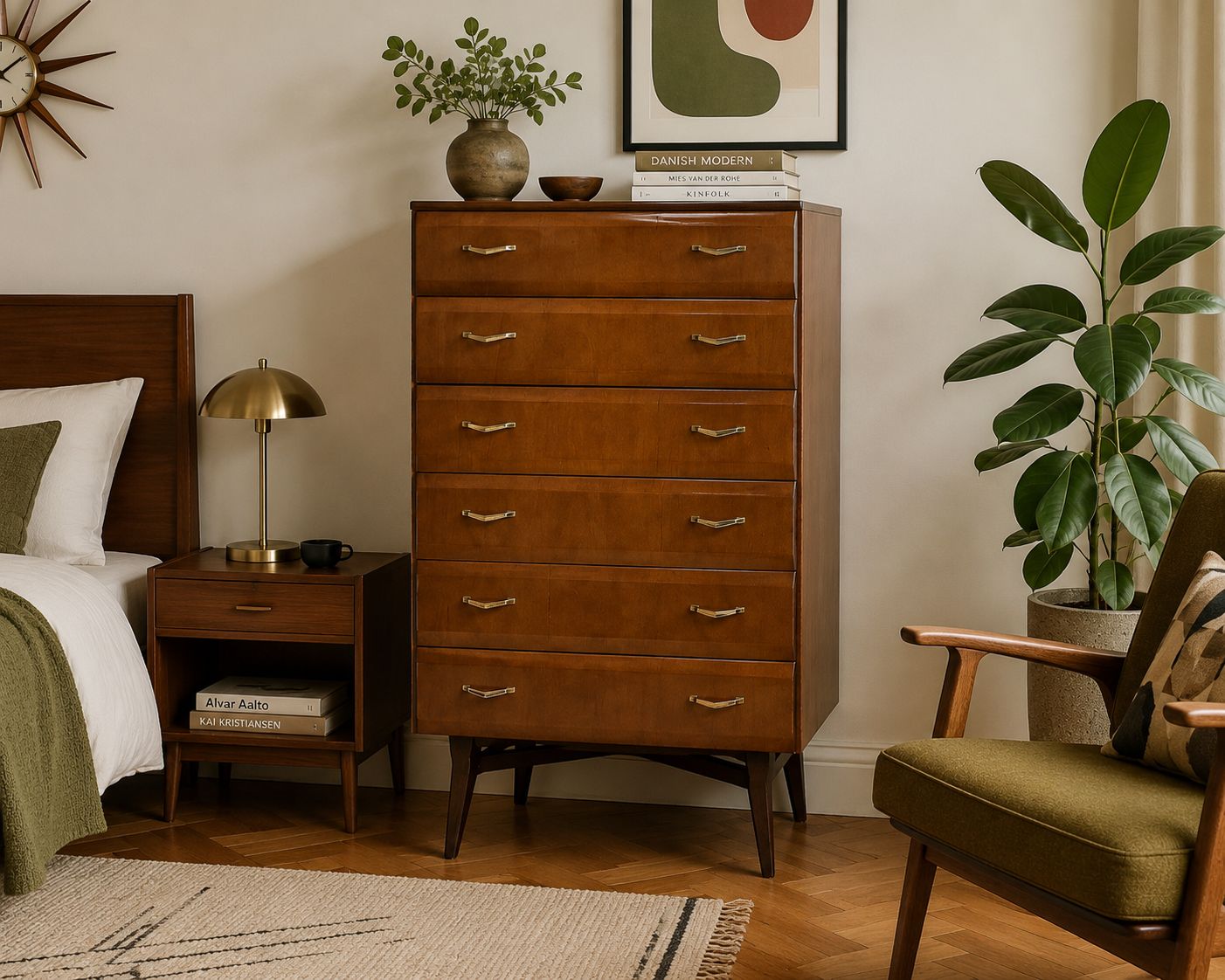 Mid Century Walnut Tallboy Chest Of Drawers From Meredew, 1960s #1796 photo furniture