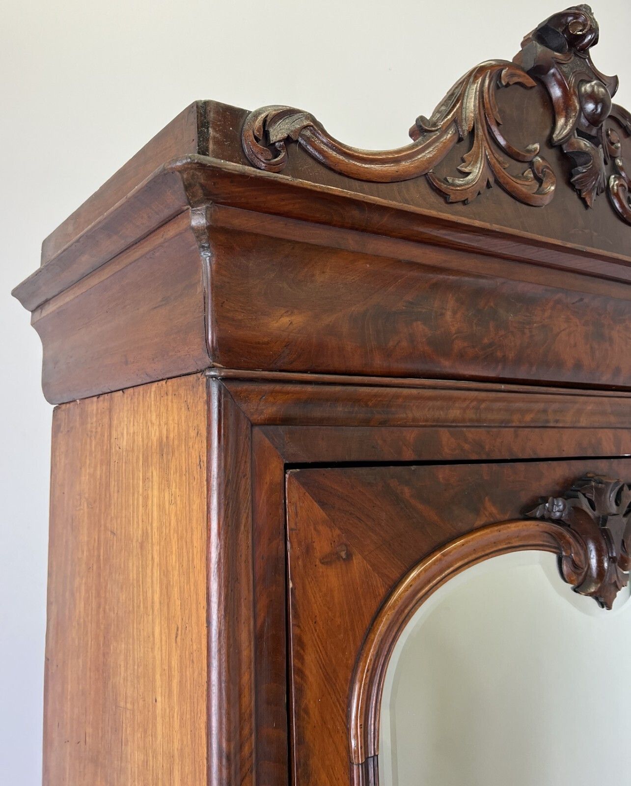 Wardrobe Antique French Style Mahogany Hidden Drawer Mirrored Armoire Lot 6148 photo Furniture