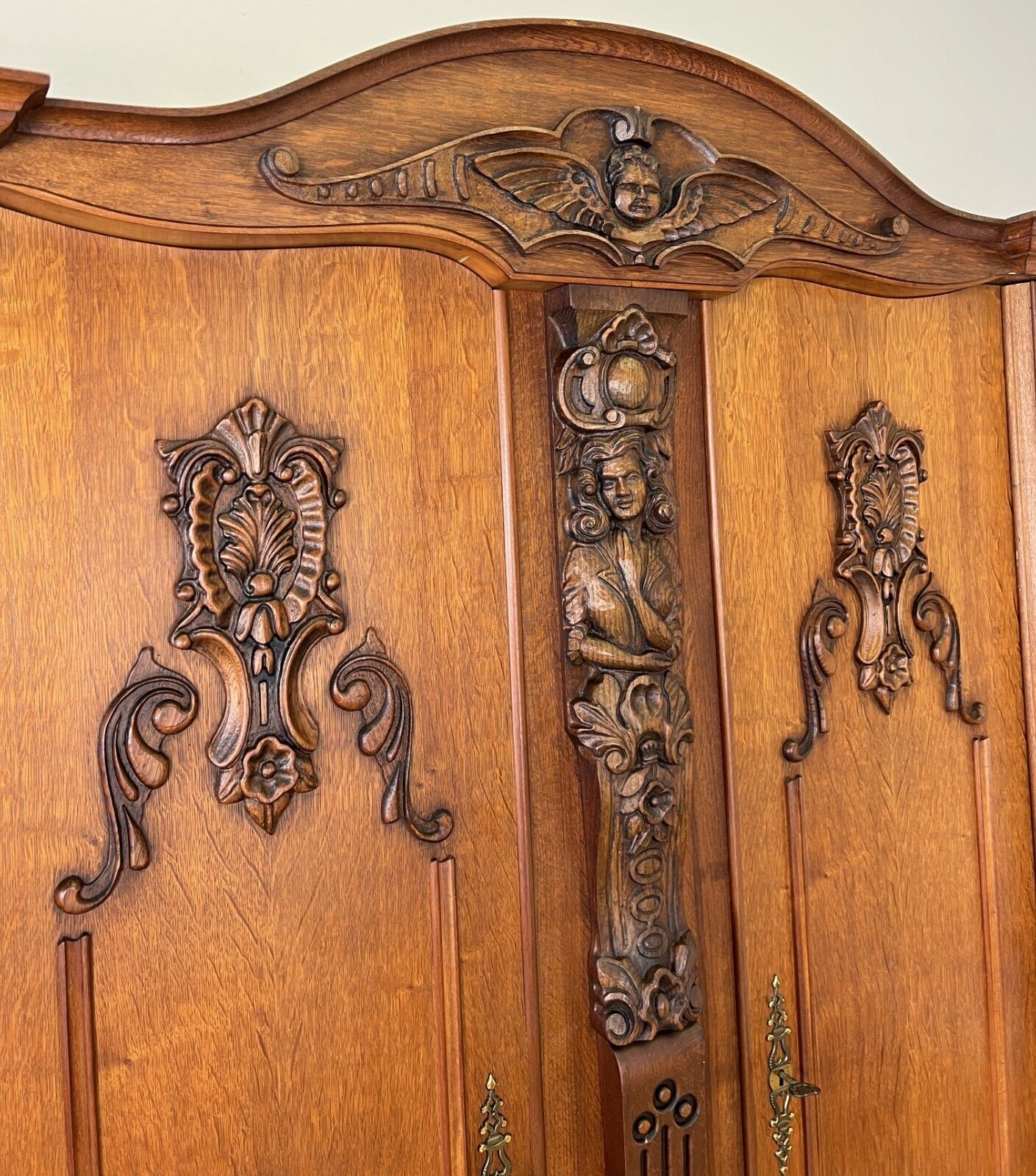 Wardrobe Vintage French Style Four Door Carved Armoire Cabinet Lot 6147 photo buy