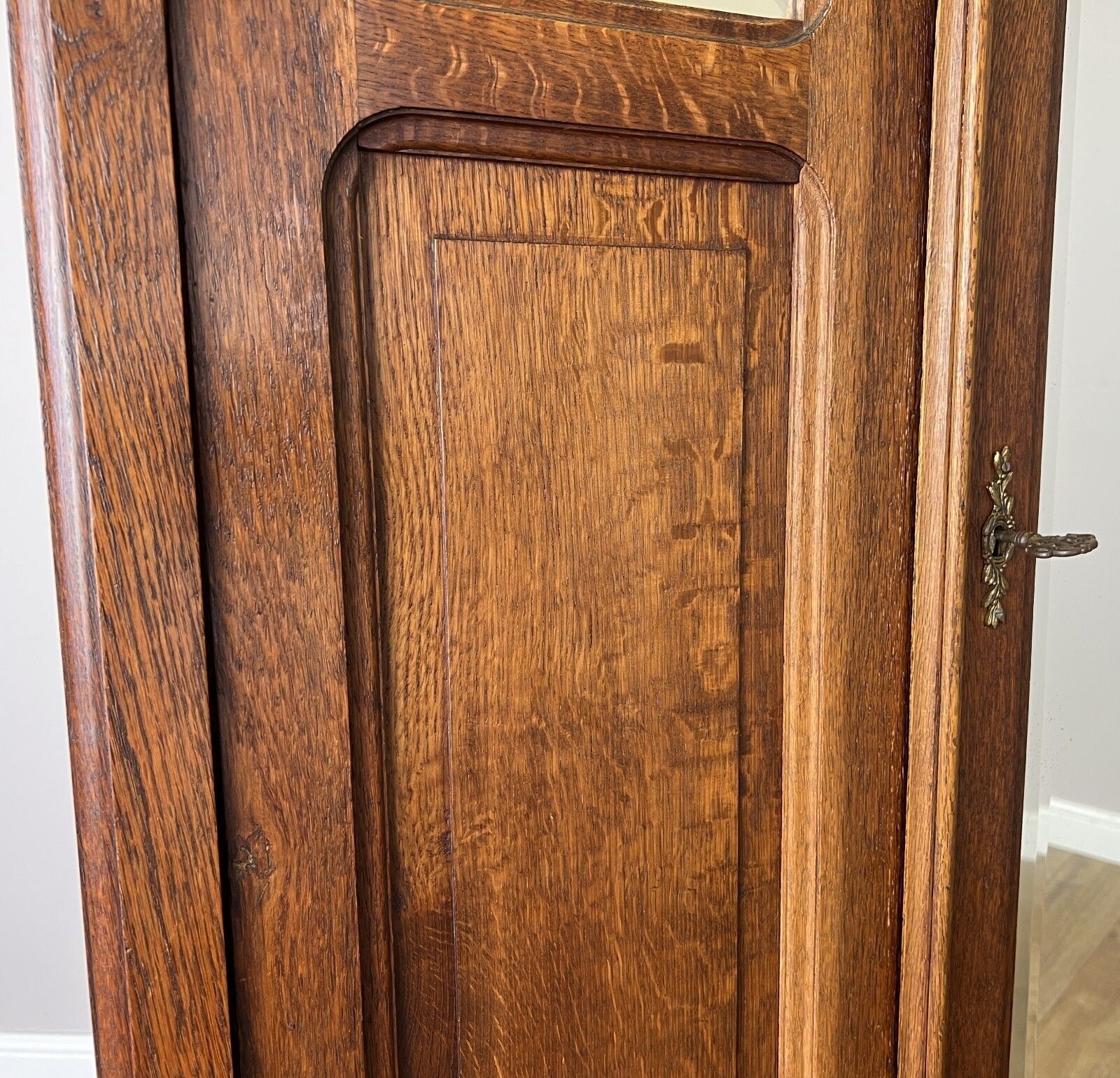 photo for sale Wardrobe Antique French Oak Two Door Mirrored Carved Armoire Cabinet Lot 6144
