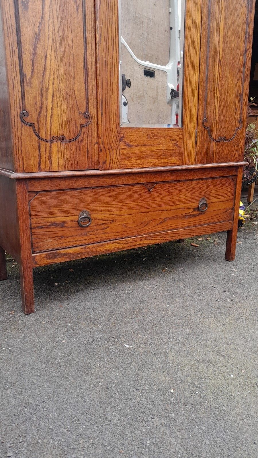 Antique Solid Oak 1940s Freestanding 1 Door Wardrobe With Drawer photo for sale