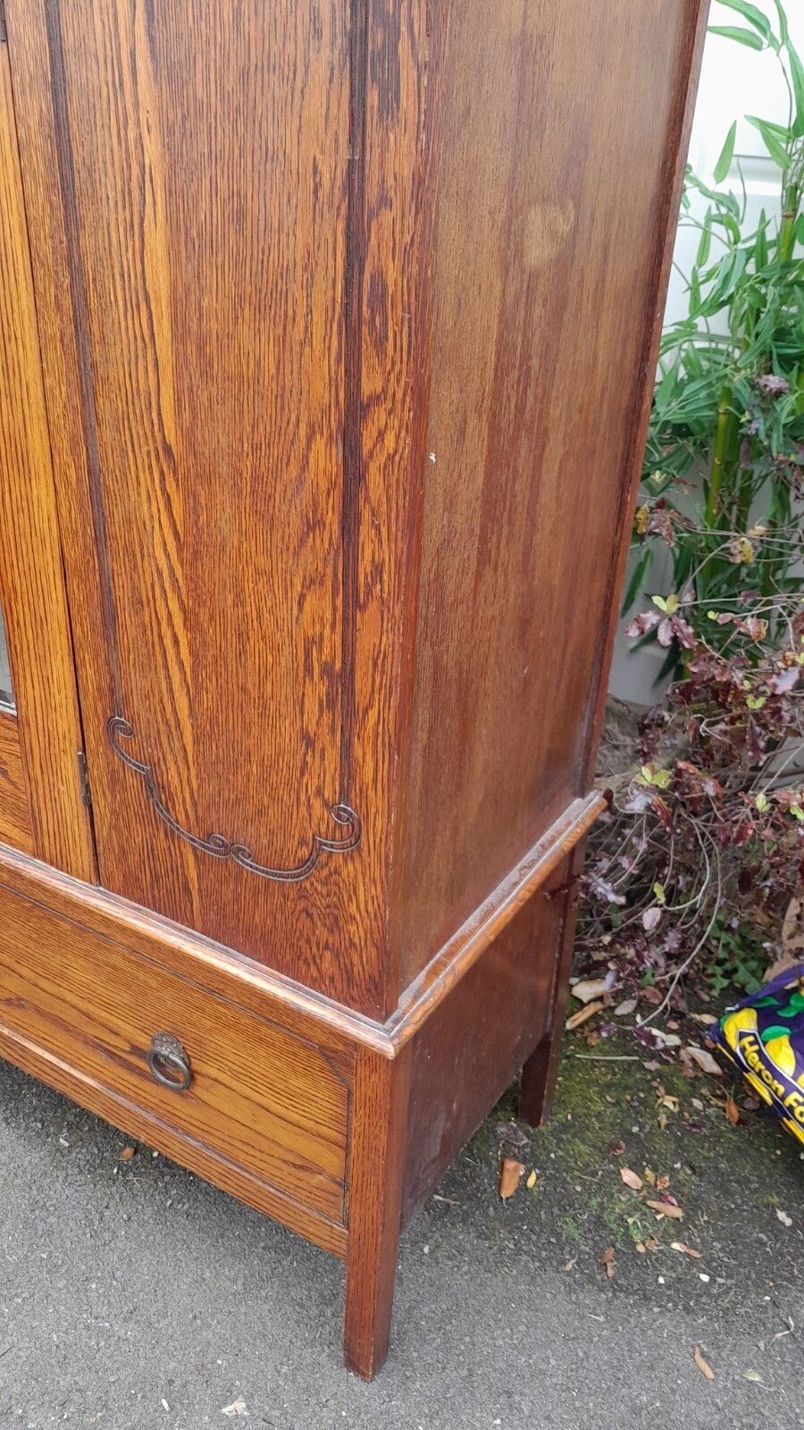 Antique Solid Oak 1940s Freestanding 1 Door Wardrobe With Drawer photo 347.0