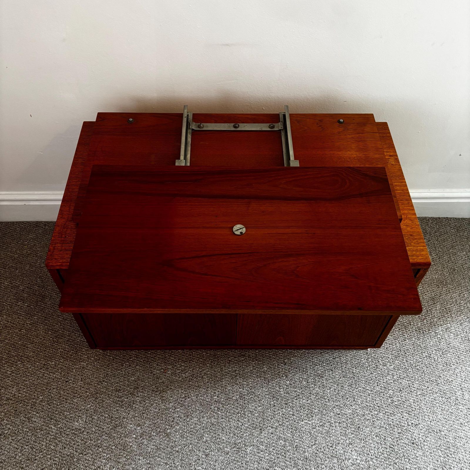 Mid Century G Plan Fresco Tv Stand Swivel Top Vinyl Storage Unit Teak photo vinterior