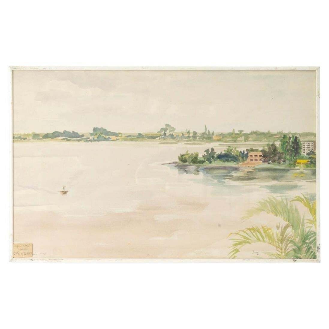 Framed Watercolor On Paper Under Glass By Evelyne Luez.