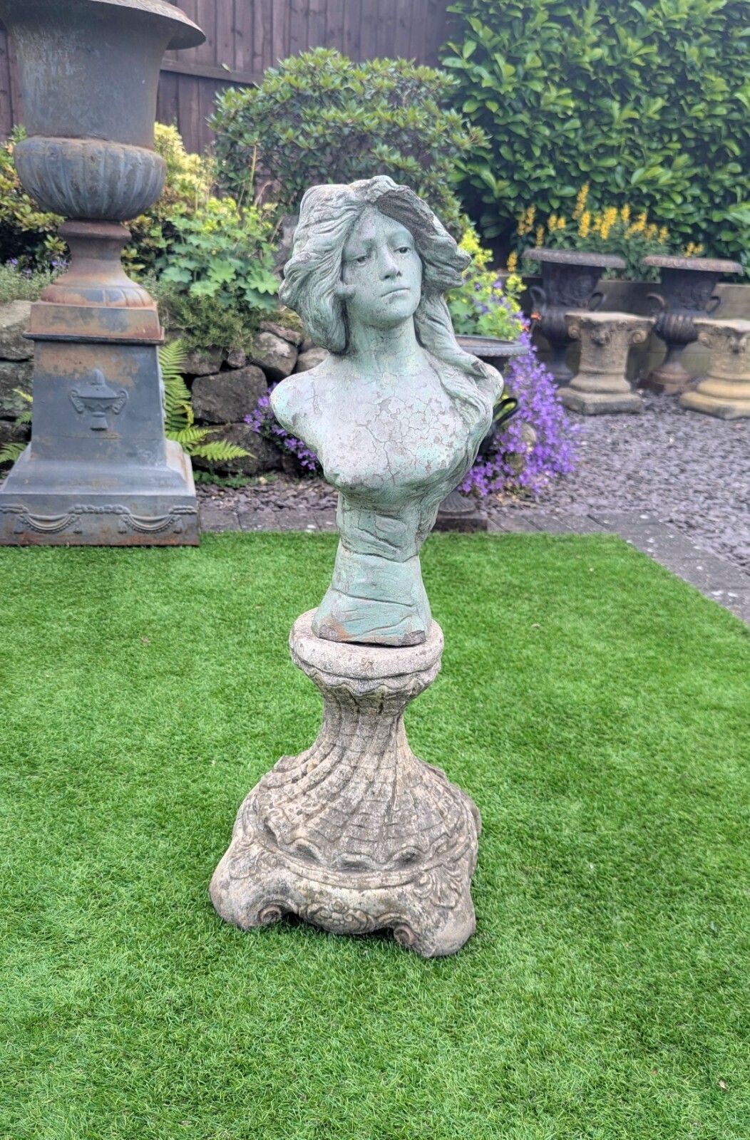 Vintage Stephanie Stone Bust On Spiral Plinth   0350. photo for sale