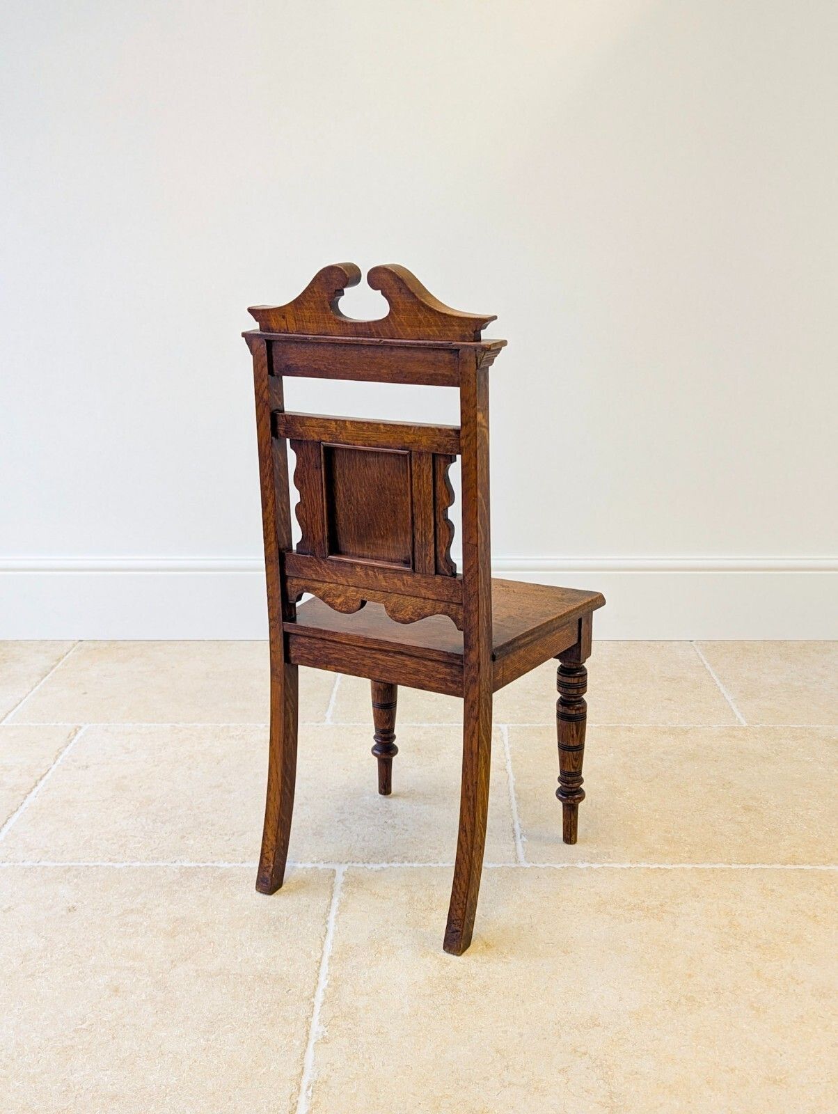 photo vintage Antique Victorian Oak Hall Chair C.1890