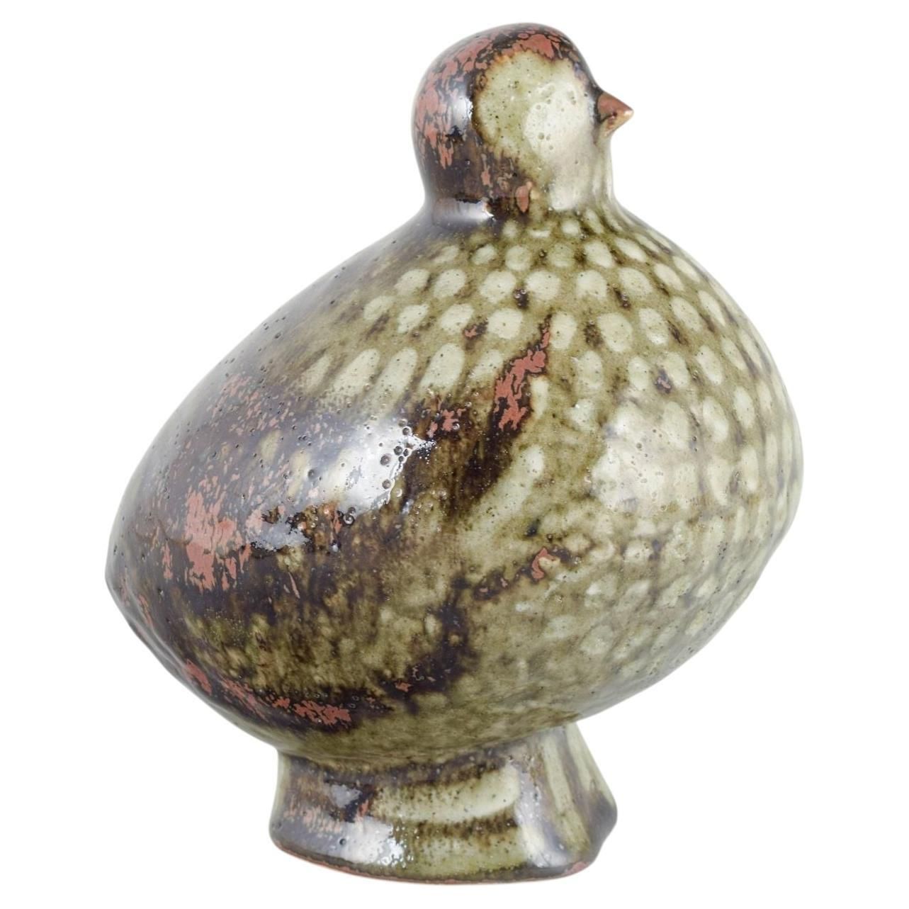 Carl Harry Stålhane voor Rörstrand. Zeldzaam stoneware sculptuur van een vogel. Midden 20e eeuw.