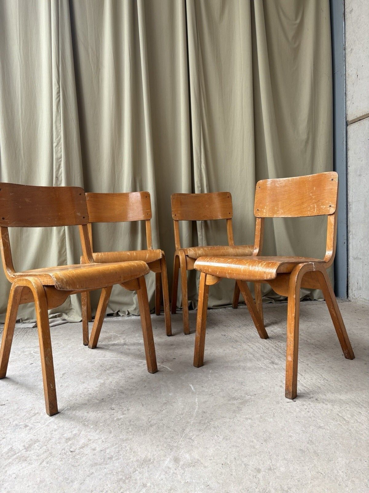 Vtg Mid Century Esavian Esa James Leonard Set Of 4 Stacking Dining Chairs R1203 photo Furniture