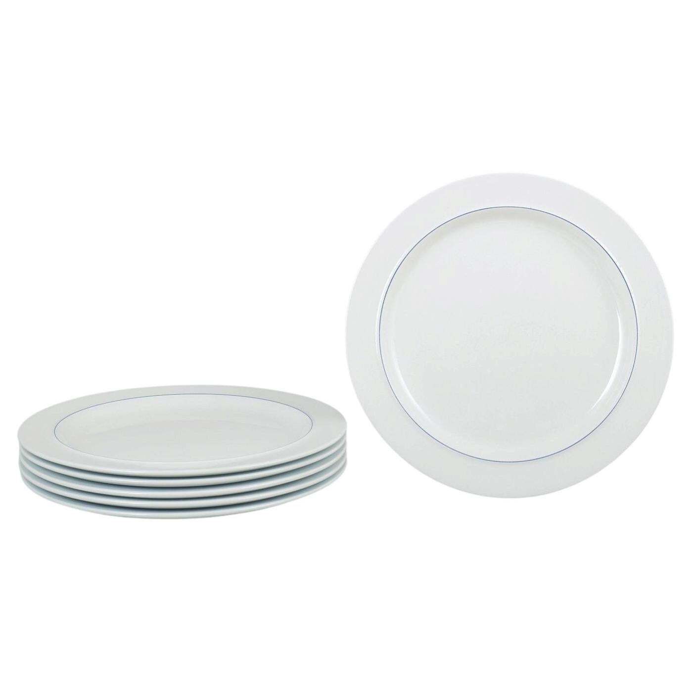 Grethe Meyer, Royal Copenhagen. Set Of Six Blue Line Dinner Plates In Faience