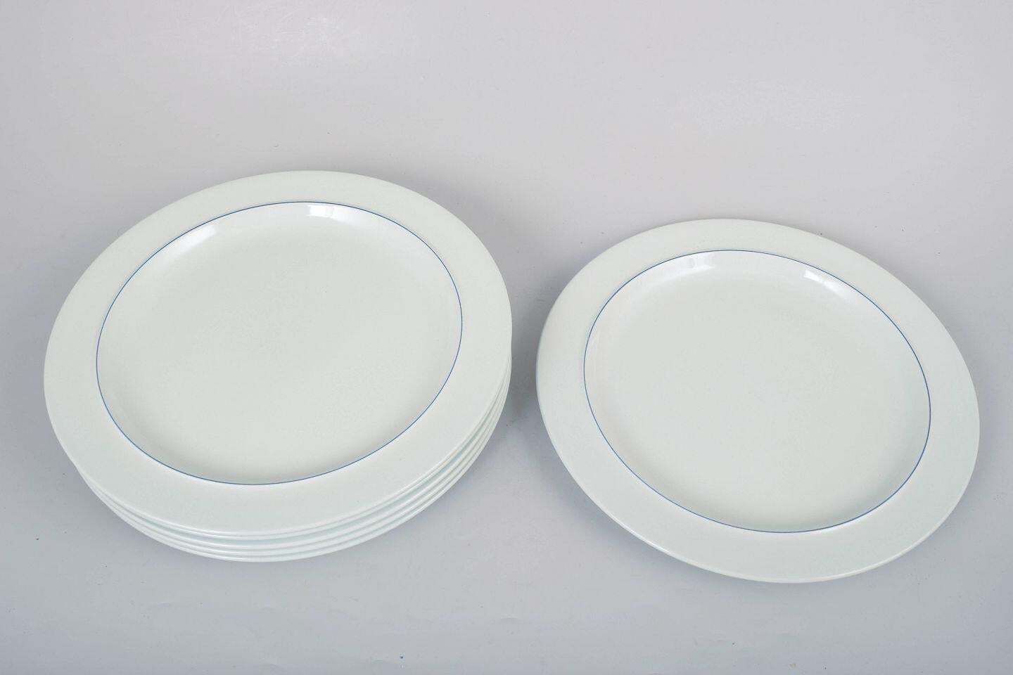 Grethe Meyer, Royal Copenhagen. Set Of Six Blue Line Dinner Plates In Faience photo furniture