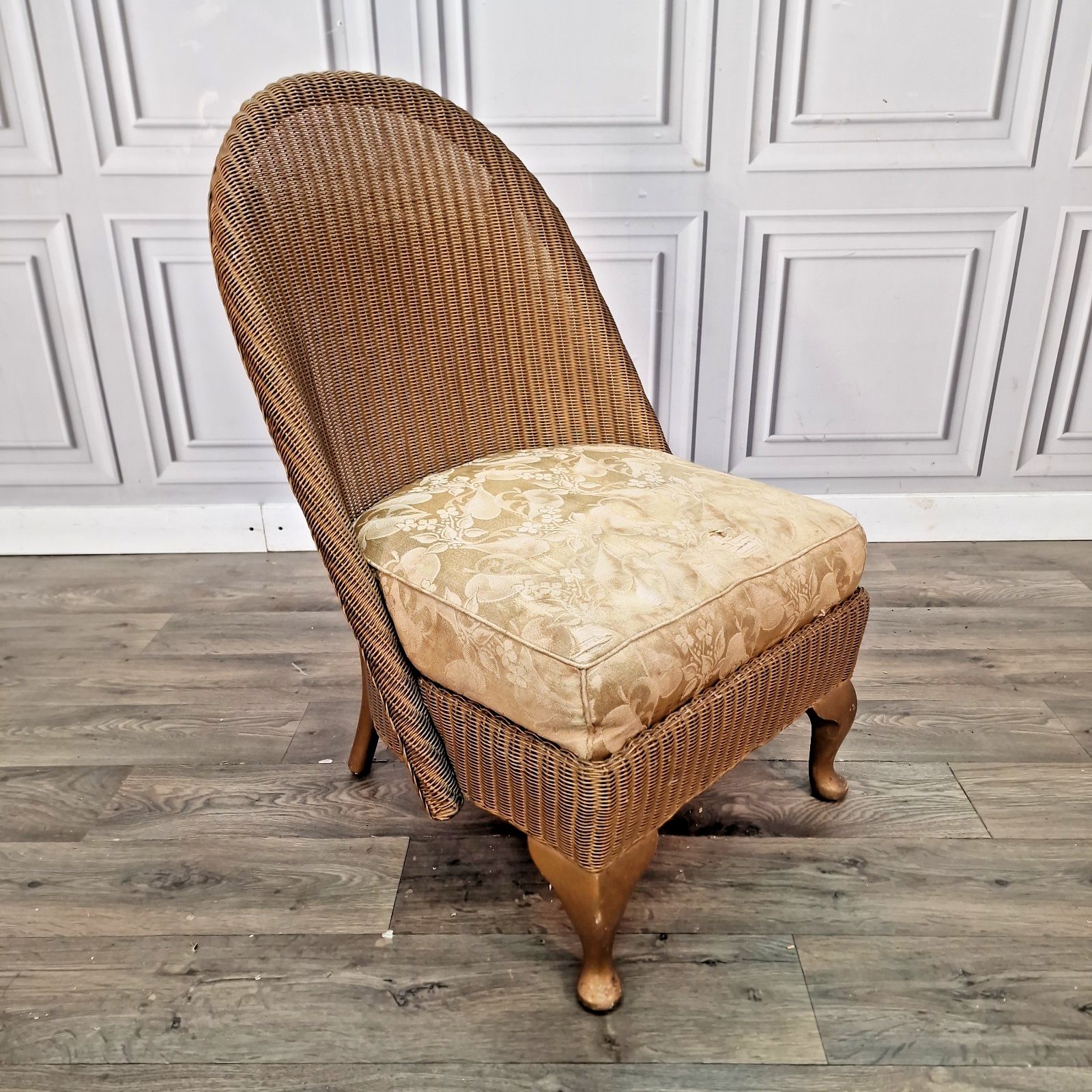 Vintage Low Bedroom Chair   Wicker Tub Occasional Seat   Lloyd Loom Style Retro