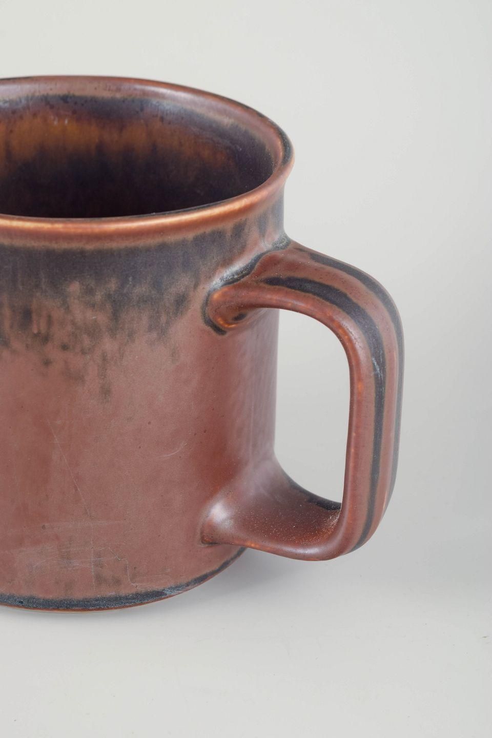 Ulla Procopé For Arabia. Two Stoneware Pitchers With Brown Glaze. 1970s. photo for sale