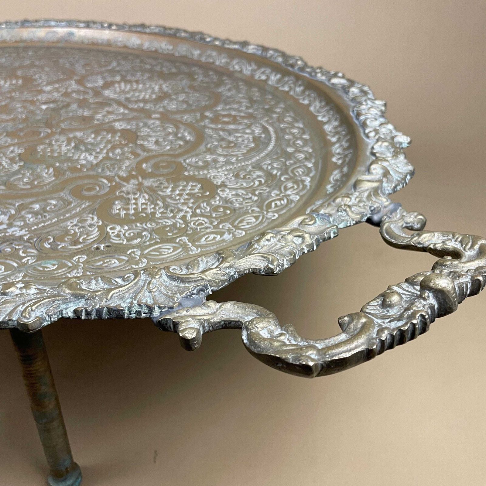 Home Decor Large Ornate Serving Tray Footed Silverplate Butler Tea Platter With Handles Antique Hollywood Regency Centerpiece Home Decor photo