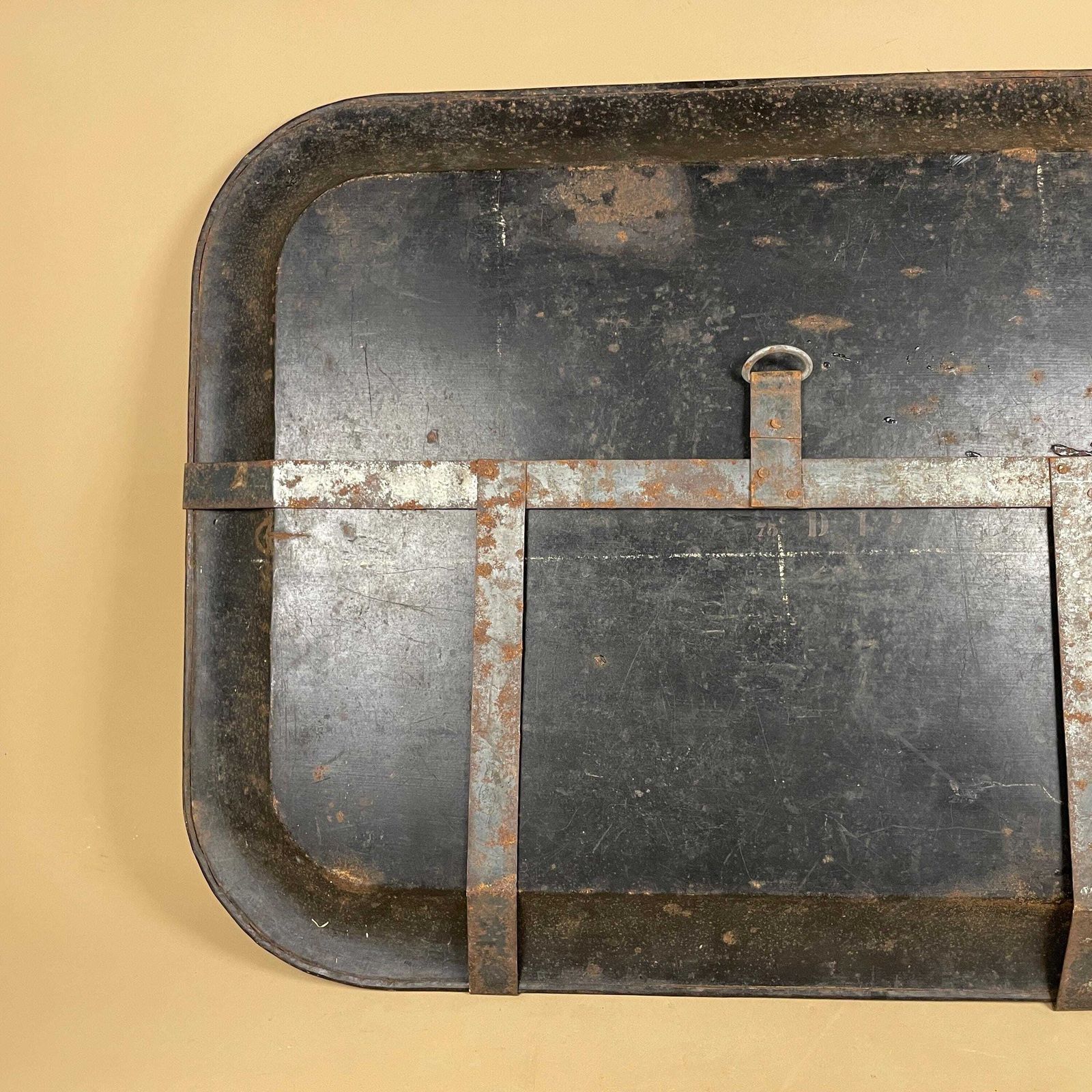 135.0 Antique Metal Serving Tray Large Black Red Toleware Tin Wall Art Platter Victorian Gothic Home Decor Primitive Tea Butler Tray photo