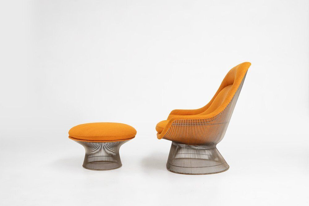 Set Of Model 1705 Easy Chair And Ottoman By Warren Platner For Knoll 1966 photo furniture