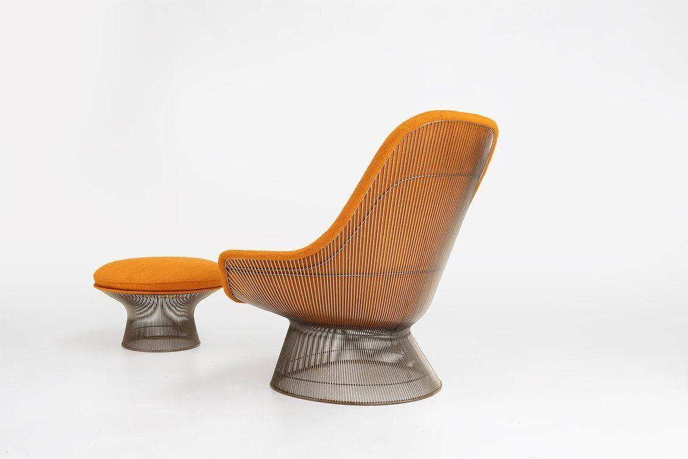 Set Of Model 1705 Easy Chair And Ottoman By Warren Platner For Knoll 1966 photo for sale